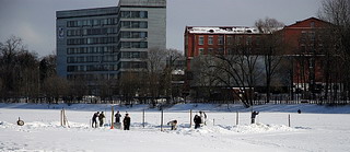 Вид на прорубь и окрестности (Академические пруды, клуб моржей "Наука") (фото)